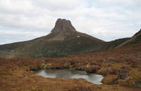 Barn Bluff and frozen pool